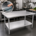 Thumbnail image #4 for John Boos Stallion 84-Inch x 24-Inch Stainless Steel Work Table with Rear Backsplash and Undershelf