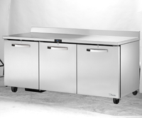 True SPEC SERIES 72-Inch Three-Section Self-Contained Solid Door Worktop Refrigerator