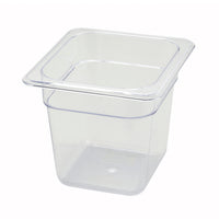 Winco Poly-Ware SP7606 Clear Polycarbonate 1/6 Size Food Pan, 6-3/4