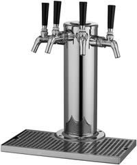 Perlick Countertop Glycol-Cooled Beer Tower Draft Arm, 4-Faucet, 14-Inch Chrome Column