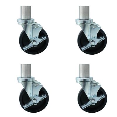 (Quick Ship) BK Resources 5” Polyurethane Swivel Casters w/ Brakes – Set of 4 for Chef & Steam Tables