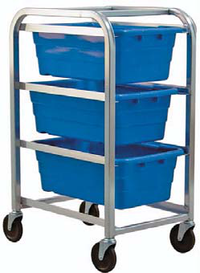 Quantum Mobile End-Loading Tub Rack Bus Cart with 3 Included TUB2516-8BL Bins, Welded Aluminum
