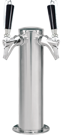 Countertop Air-Cooled 3-Inch Single Column 2-Faucet Draft Tower, Polished 304 Stainless Steel