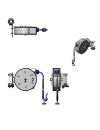 T&S Brass Enclosed Stainless Steel Retractable Hose Reel with 3/8 Inch x 30 Ft Hose and Table Leg Swing Bracket
