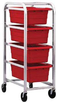 Quantum Mobile End-Loading 4-Tub Rack, Welded Aluminum, 5-Inch Swivel Casters