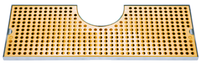 Micro Matic 34-Inch Surface Mount Drip Tray Trough with Metropolis T Cutout, PVD Brass Screen and Stainless Steel Body