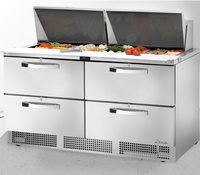True SPEC Series 64-Inch Two-Section Sandwich/Salad Prep Table with 4 Drawers, 24-Pan Top, and Rear-Mounted Self-Contained Refrigeration