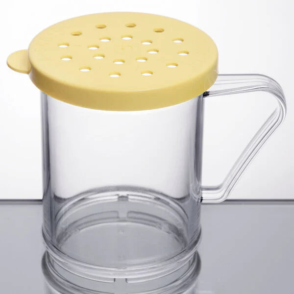 (Quick Ship) Cambro 96SKRC135 Camwear® 10 oz Polycarbonate Shaker with Yellow Lid for Cheese