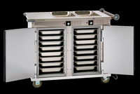 Cres Cor Insulated Mobile Serving/Tray Make-Up Cabinet with 2 Heated Compartments, 2 Heated Wells, and 16-Pan Capacity