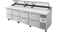 True Spec Series 4-Section Pizza Prep Table with 8 Drawers and R290 Refrigerant