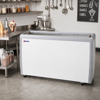 Omcan 60-Inch Ice Cream Display Chest Freezer with Flat Glass Top, 16.6 Cu. Ft., Sliding Doors