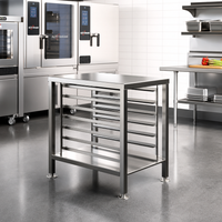 Alto-Shaam Stainless Steel Equipment Stand with Seismic Feet, Lower Shelf and Side Racks for Vector H/W