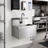 Wall-Mounted 18-Gauge 304 Stainless Steel Hand Wash Sink with Knee Valve Assembly and Gooseneck Faucet