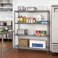 Redi-Pak 4-Tier Stationary Wire Shelving Unit, 48W x 24D x 63H, Pewter Gray Epoxy Finish