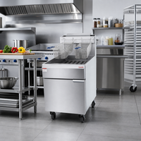 Atosa CookRite ATFS-75ES-LP 5-Burner Floor Model Propane Deep Fryer, 75 lb. Capacity