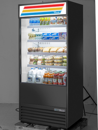 True 36-Inch Vertical Air Curtain Open-Air Merchandiser with 4 Adjustable Shelves