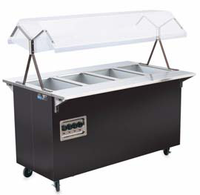 Vollrath 2-Series Affordable Portable 4-Well Open-Well Mobile Cafeteria Hot Food Station with Enclosed Base and Cafeteria Breath Guard