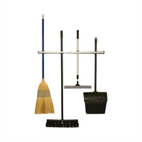 Winco 36-Inch Aluminum Mop & Broom Rack with Rubber Bristles