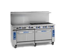 Imperial Pro Series 72-Inch Gas Restaurant Range with 8 Open Burners, 24-Inch Griddle, and 2 Standard Ovens