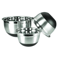 Winco 3 Qt German-Style Stainless Steel Mixing Bowl with Black Non-Slip Silicone Base