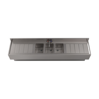 BK Resources 96-Inch Three-Compartment Underbar Sink with Left and Right Drainboards