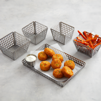 American Metalcraft Laser-Cut 4-Inch Square Stainless Steel Nestable Fry Basket