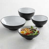 American Metalcraft 32 oz Round Melamine Noodle Bowl, Black/White