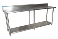BK Resources 84-Inch x 24-Inch Commercial Stainless Steel Work Table with 5-Inch Backsplash and Adjustable Undershelf