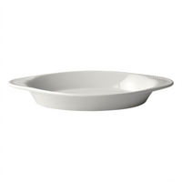 Winco 20 oz Oval Porcelain Welsh Rarebit Baking Dish, White