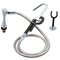 OptiFlow Deck-Mount Pot Filler Assembly with Remote Valve, 72-Inch Braided Hose and Hooked Nozzle