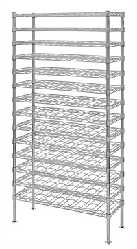 Quantum Wire Cradle Wine Shelving Unit, 204-Bottle Capacity, Chrome Plated, 48 x 14 x 86 Inches