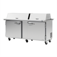 Turbo Air PRO Series 2-Section Mega Top Sandwich/Salad Prep Table with Dual-Sided Lids, 30-Pan, 72-5/8-Inch