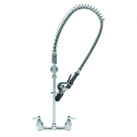 T&S Brass EasyInstall 8-Inch Splash/Wall Mount Pre-Rinse Faucet with 44-Inch Hose and 1.07 GPM Spray Valve
