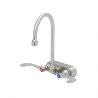 EverSteel 4-Inch Wall Mount Stainless Steel Workboard Mixing Faucet with 5 3/4-Inch Swivel Gooseneck Spout