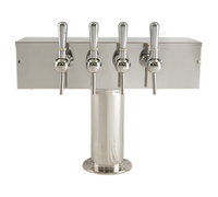 T Style Countertop Air-Cooled Wine Font with 4 Polished 304 Stainless Steel Side Pull Faucets