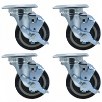 BK Resources 4SBR-1PT-PLY-PS4 Shelf Casters & Leveling Feet