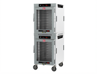 Metro HotBlox Wide 16-Pan Stacked Dual Cavity Mobile Insulated Holding Cabinet with Clear Doors and 2.4-Inch Touchscreen Controls