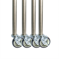 BK Resources T-304 Stainless Steel Braising Pan & Tilt Skillet Legs with Casters, 33-1/4 Inch, Kit of 4
