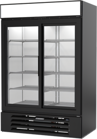 Beverage-Air MarketMax Two-Section Reach-In Sliding Glass Door Merchandiser Refrigerator, 46.15 Cu. Ft., Bottom-Mount, Black