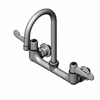T&S Brass equip 8-Inch Wall Mount Mixing Faucet with 5-1/2-Inch Swivel Gooseneck and Wrist Handles