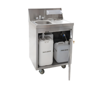Portable Self-Contained Hand Wash Sink with Stainless Steel Cabinet, Hot/Cold Faucet, 5-Gallon Fresh Tank, 7-Gallon Waste Tank and Casters