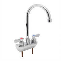 John Boos Low-Lead Heavy Duty Splashmount Faucet with 5-Inch Gooseneck Spout, 4-Inch Centers