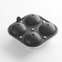 American Metalcraft Black Silicone 4-Cavity Ice Sphere Mold Tray with Lid