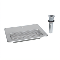 T&S Brass 18 Gauge Stainless Steel Drop-In Drip Pan with Grid and 1-1/4 Inch Drain