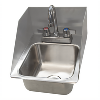 BK Resources Deep Drawn 1-Compartment Drop-In Sink with 3-Sided Riser, 9 x 9 x 5 Bowl, Includes Lead-Free Gooseneck Faucet and Basket Drain