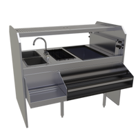 Glastender PSA-54L 54-Inch Leftward Pass-Thru Cocktail Station with Ice Bin, 8-Bottle Insulated Storage Well and Dual Wet Waste Sinks