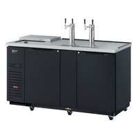 Turbo Air Super Deluxe Club Top Beer Dispenser, 3 Half-Barrel Capacity, 2 Columns, Black Laminated Exterior, 115V