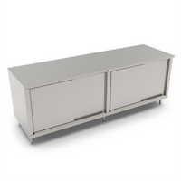 John Boos 132-Inch x 30-Inch Stainless Steel Cabinet Base Work Table with Sliding Doors and Stallion Safety Edge