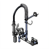 T&S Brass MPY-8WCN-06-CR Mini Wall-Mount Pre-Rinse Faucet — 8-Inch Centers, 6-Inch Swing Nozzle, Low-Flow Spray Valve