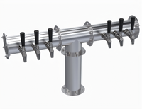Krowne 6-Faucet Pipe T-Head Beer Tower, Air Cooled, Brushed Stainless Steel